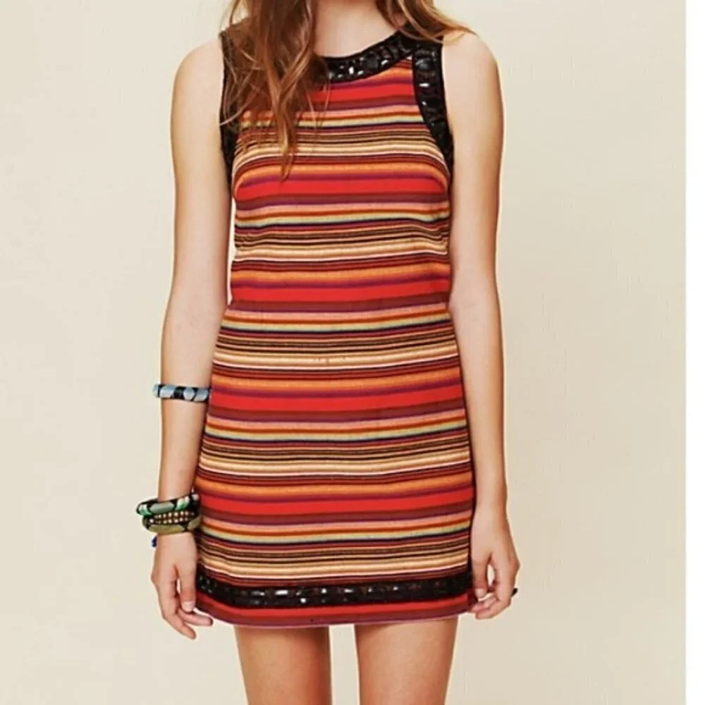 Free People New Romantics beaded stripe dress